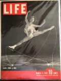 LIFE Magazine March 26, 1945 Vintage Magazine 10 Cents Ice Skater Carol Lynne by Mili