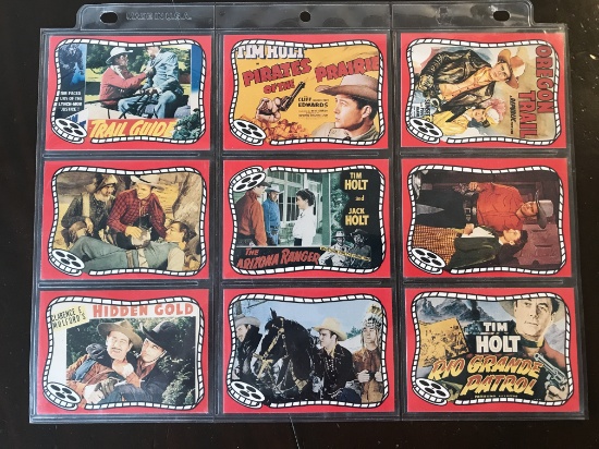 Plastic Protective Sheet of Movie Cards for Classic Westerns 9 Cards in All