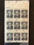 1965 Collectable US Stamps #1264 Winston Churchill Unused Block of Nine 5 Cents Stamps