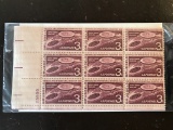1958 Collectable US Stamps #1104 Brussels Exhibition Unused Block of Nine 3 Cents Stamps