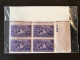 1939 Collectable US Stamps #855 Baseball Centennial Unused Square of Four 3 Cents Stamps
