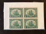 1920 Collectable US Stamps #548 Pilgrim Tercentenary Unused Square of Four 1 Cent Stamps
