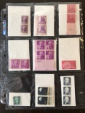 Sheet of Collectable US Stamps From 1932 to 1970 #372 Unused Singles Doubles Lines & Square
