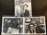 3 Black & White 8 x 10 Photos of John Wayne Katherine Hepburn Oliver Hardy Claudette Cobert