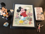 5 Items Mickey Mouse Plastic Bank Plus 1964 Inclomlete Puzzle Pixar Up IPhone Case and 2 Small Disne