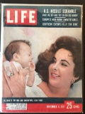 Life Magazine 1957 Elizabeth Taylor & Daughter US Missle Scramble Silver Age in Very Good Condition