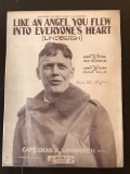 Like An Angel You Flew Into Everyones Heart Sheet Music 1927 Golden Age Dedicated to Captain Charles