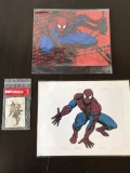 3 Items Two Spider-Man Pictures in Plactic Protective Sheets and a Joker Card in Evidence Bag