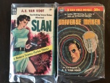2 Science Fiction Paperback Novels Slain By AE Van Vogt & Universe Maker / The World of Null A Also