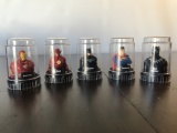 5 Podz Bust Figure Collectables in Stackable Plastic Displays Superheros DC Marvel
