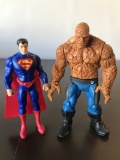 2 Figures Loose Superman Figure Mattell Made in China & Thing Figure When DC & Marvel Meet