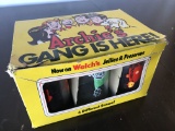 6 Vintage Archie Glasses Full Set with Original Box Welches Jars 1971