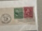 2 US George Washington Stamps 1 Cent Green 2 Cent Red Used in 1938 Los Angeles CA