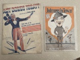 2 Vintage Sheet Music Johnnys In Town 1919 & Irving Berlins Any Bonds Today? 1941