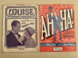 2 Vintage Sheet Music Louise Sung By Maurice Chevalier 1929 & Ted Lewis Ah Ha 1925