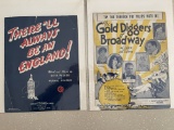 2 Vintage Sheet Music The Gold Diggers of Broaday 1929 & Therell Always Be An England 1939