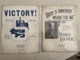 2 Vintage Sheet Music There is Somebody Waitin For Me 1917 Harry Lauder & Victory Penn State Song 19