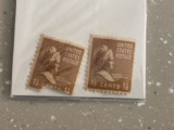 US Stamps #849 Martha Washington Brown 1939 Unused 1 1/2 Cent Stamps