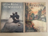 2 Vintage Sheet Music Let the Rest of the World Go By Ballad 1919 At the End of the Road 1924