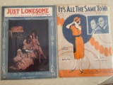 2 Vintage Sheet Music Just Lonesome 1925 Its All the Same to Me 1924