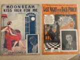 2 Vintage Sheet Music Moonbeam Kiss Her For Me 1927 Last Night on the Back Porch 1923