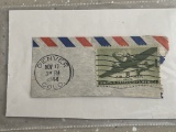 US Airmail Stamp #c26 Used 8 Cent Stamp Mailed During World War II 1944 From Denver CO