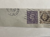 2 Vintage Used Foreign Stamps 1944 England British Offices 1 Shilling & 3d Revenue Mailed During WWI