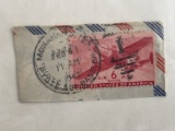 US Airmail Rotary Press 6 Cent Stamp # c25a Used 1943 Mailed During World War II