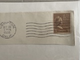 US Martha Washington Stamp From 1938 #840 1 1/2 Cent Stamp Mailed in 1938 Compton CA