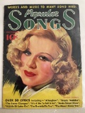 Popular Songs Magazine Vol 2 #8 Dell Publishing 1936 Golden Age Ginger Rogers Painted Cover