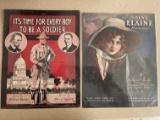 2 Vintage Sheet Music Valse Elaine Hesitation 1917 Its Time for Every Boy to Be a Soldier 1917