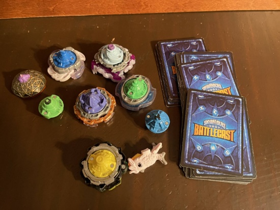 Skylanders Battlecast Cards and Spinners 10 Pieces plus Collector Cards