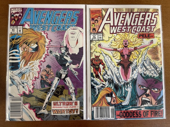2 KEYS West Coast Avengers #71 #91 Marvel Comics KEY 1st Appearance of Pele 1st Full Appearance of W