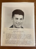 Tony Curtis 1951 Universal Press Release and 8X10 Photo Still Introducing Actor