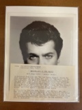 Tony Curtis 1951 Universal Press Release and 8X10 Photo Still Head Shot