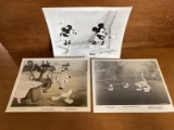 3 Items Vintage Walt Disneys Publicity Photos 8 x 10 BW Mickey Mouse in Camping Out Donald Duck in D