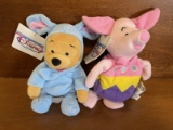 2 Disney Store Exclusive Mini Bean Bag Figures Easter Bunny Pooh 8 Inches Easter Egg Piglet 8 Inches