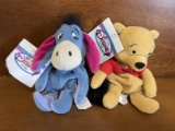 2 Disney Store Exclusive Mini Bean Bag Figures Pooh 8 Inches Eeyore 8 Inches Like New