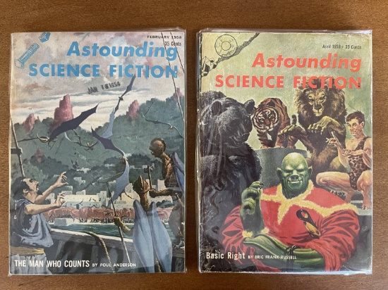 2 Issues Astounding Science Fact & Fiction Feb April 1958 Street & Smith Magazines Silver Age