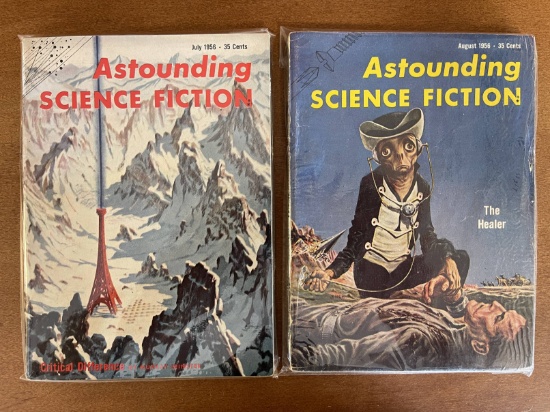 2 Issues Astounding Science Fact & Fiction July Aug 1956 Street & Smith Magazines Silver Age
