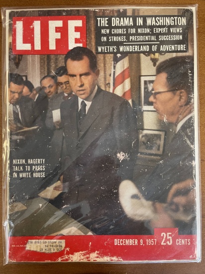 Life Magazine December 1957 Nixon Hagerty Talk to The Press at the White House Silver Age