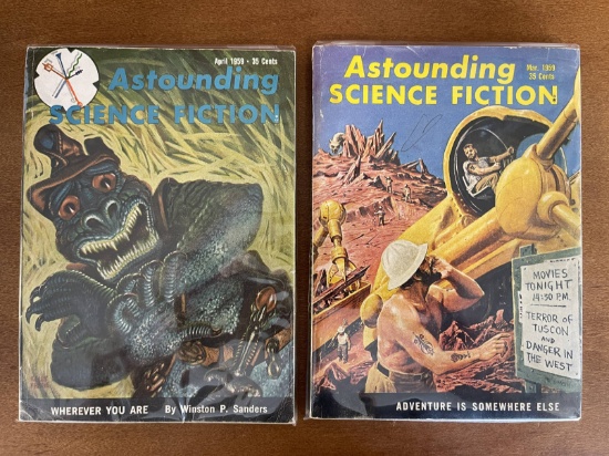 2 Issues Astounding Science Fact & Fiction Mar April 1959 Street & Smith Magazines Silver Age