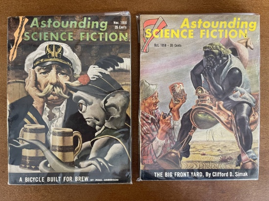 2 Issues Astounding Science Fact & Fiction Oct Nov 1958 Street & Smith Magazines Silver Age