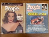 2 Issues People Magazine August 1989 & October 1989 Bette Davis Elvis Ordeal at Sea