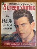 Screen Stories Magazine December 1959 Dell Publications Silver Age Fabian on Cover