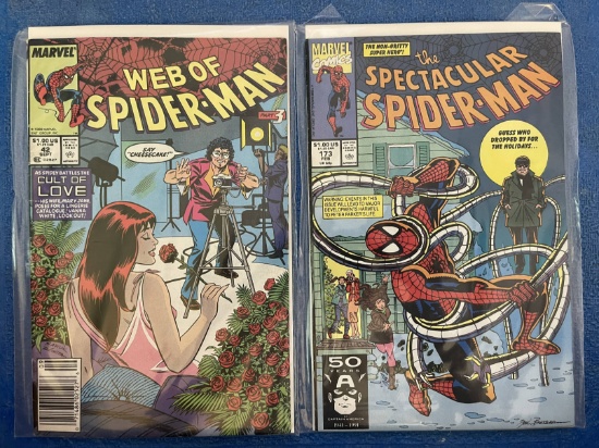 2 Spider-Man Comics Spectacular #173 and Web of #42 Marvel Comics Copper Age