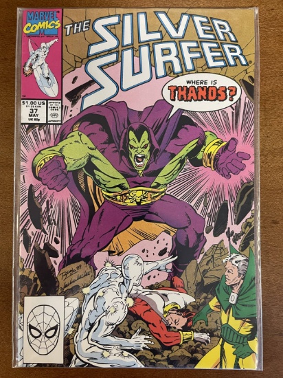 Silver Surfer Comic #37 Marvel Comics 1990 Copper Age Infinity Gauntlet Prelude Rebirth of Thanos