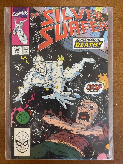Silver Surfer Comic #43 Marvel Comics 1990 Copper Age Story by Jim Starlin and Ron Marz