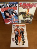 3 Indie Comics Savage Tales Comic #8 Mars Attacks #8 and Kiss Kiss Bang Bang #4