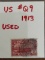 Single Used US # Q9 1913 Parcel Post Stamp 25 Cents Manufacturing